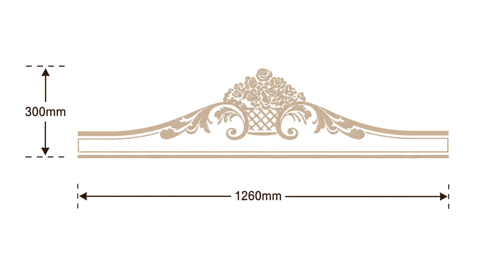 Format de Fronton à Corbeille de Fleurs et Volutes d'Acanthe