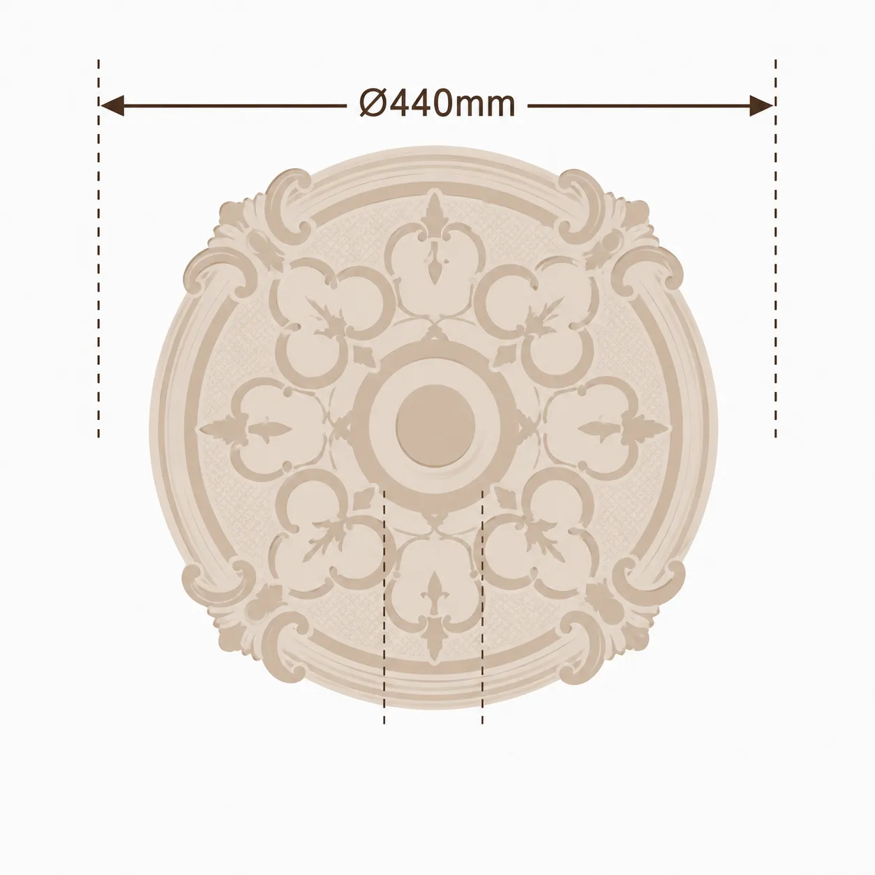 Format de Rosace de plafond Valois — Fleurons et croisillons Ø440