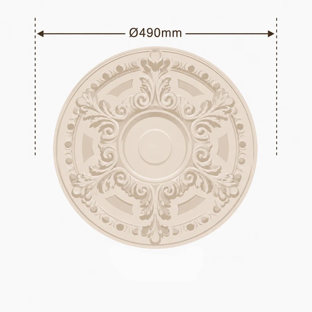 Format de Rosace de plafond Régence — Acanthes et perles Ø490
