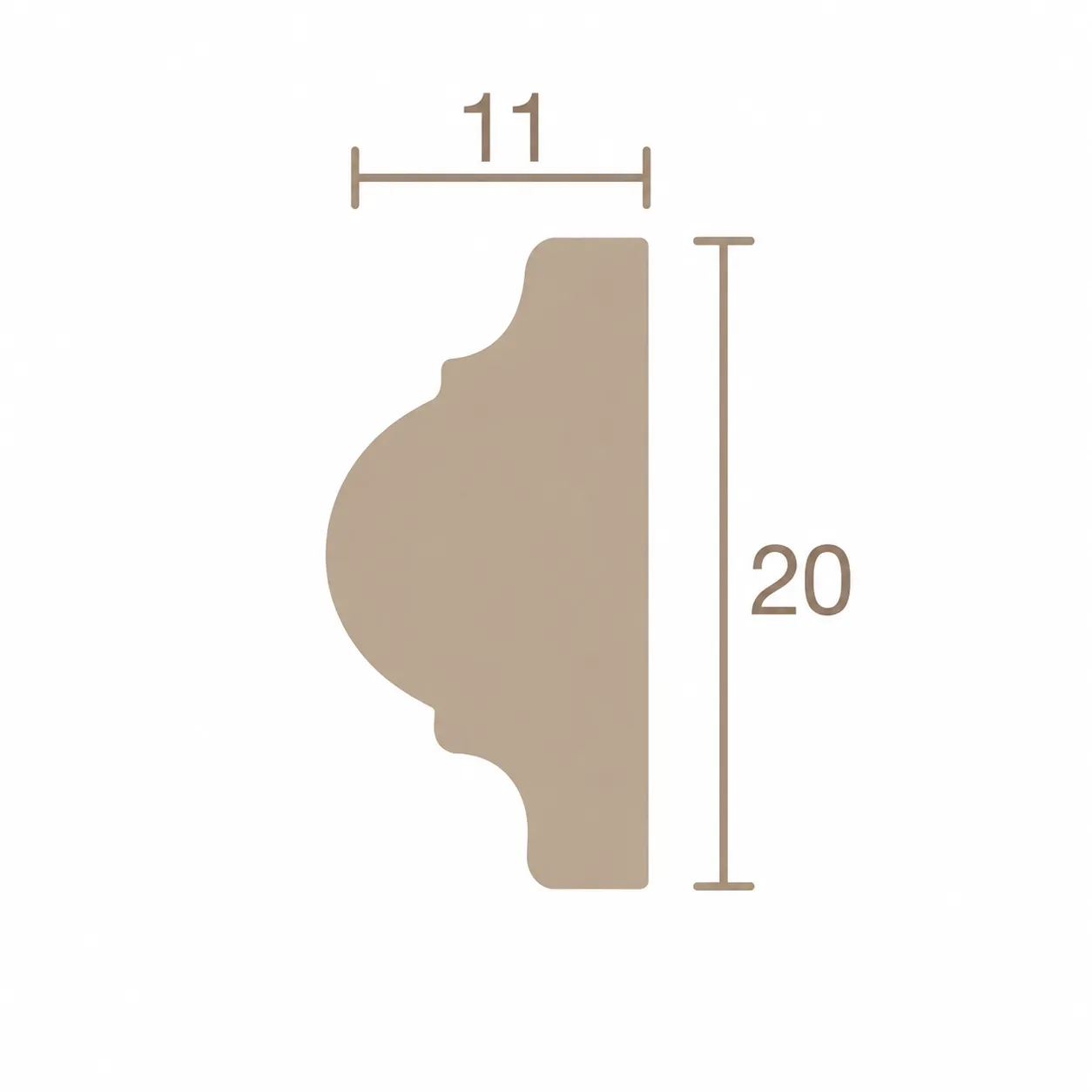 Format de Moulure murale à doucine 11 x 20 mm – Baguette décorative profilée