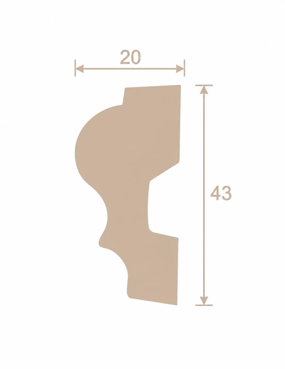 Format de Moulure murale à doucine 20 x 43 mm – Cimaise décorative galbée