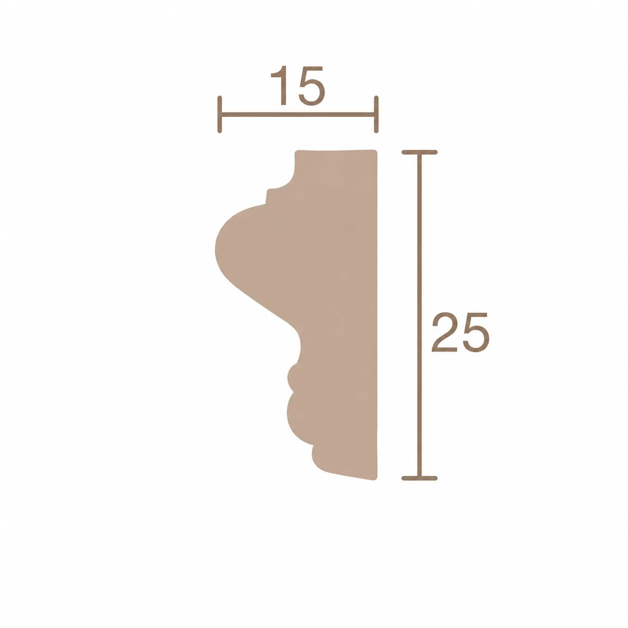 Format de Moulure murale à doucine 15 x 25 mm – Baguette décorative profilée