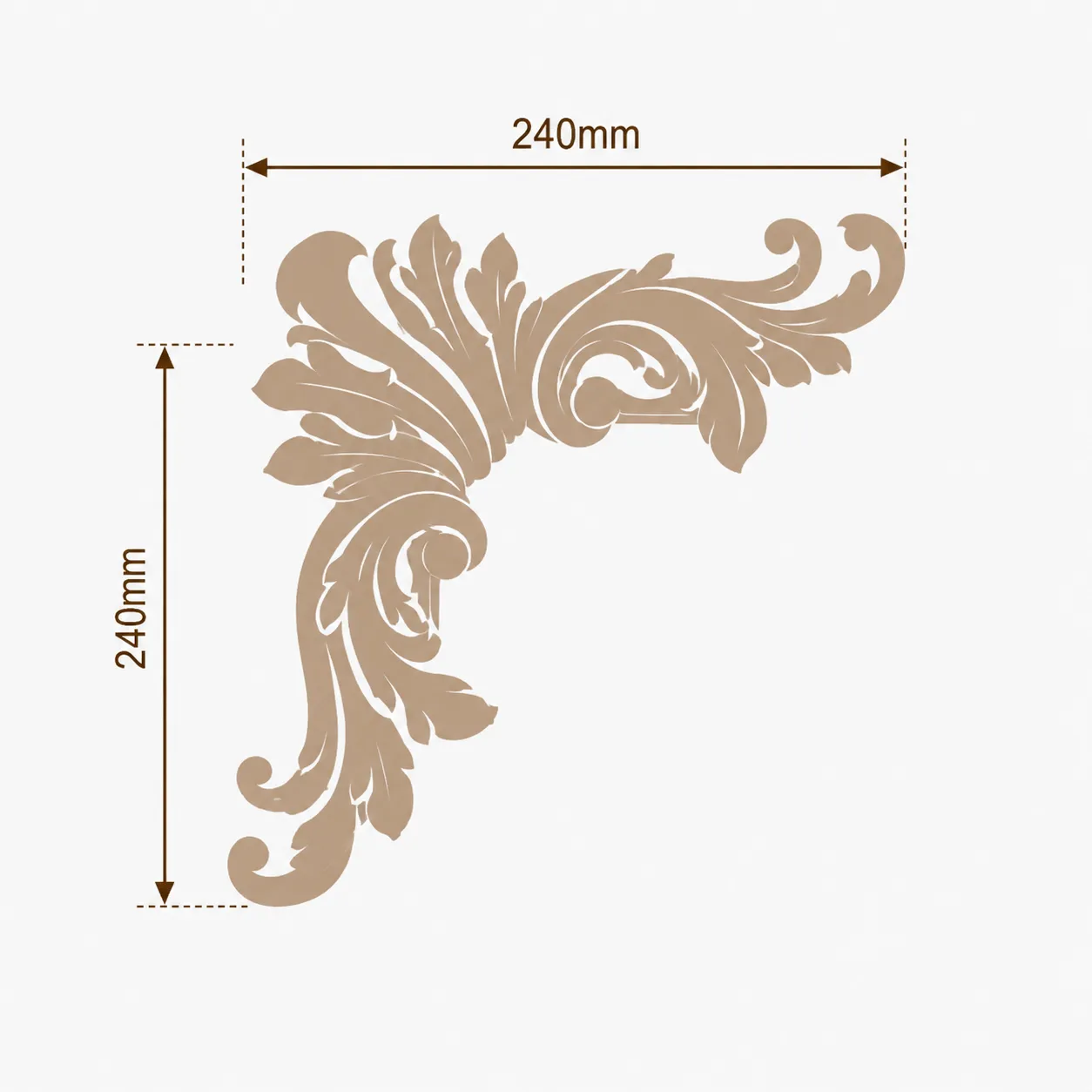Format de Angle décoratif volutes d'acanthe 240 x 240 mm – Coin d'encadrement mural