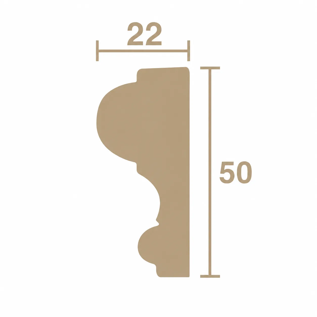Format de Moulure murale à doucine 22 x 50 mm – Cimaise décorative large