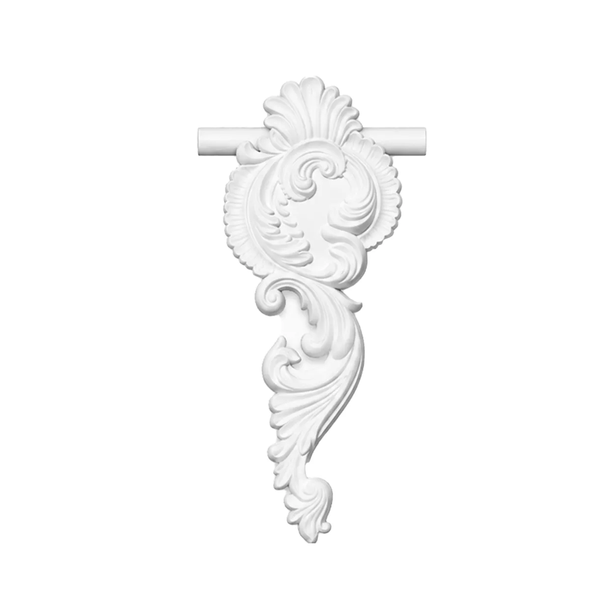 Ornement mural vertical baroque 190 x 490 mm – Motif décoratif à volutes