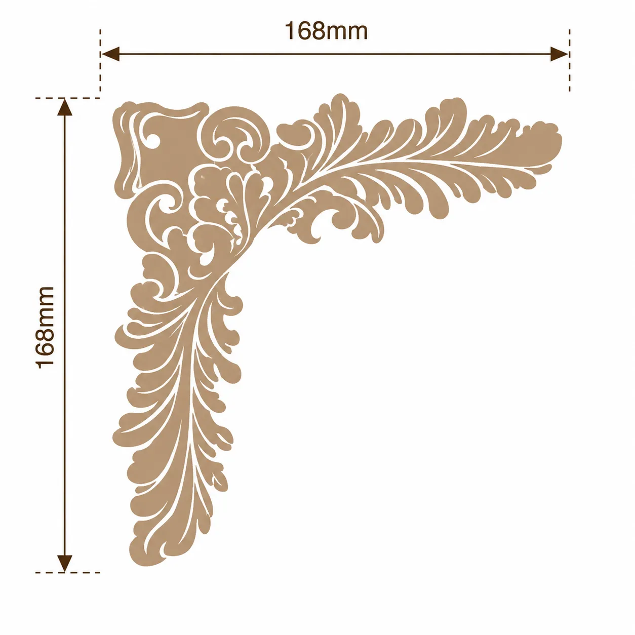 Format de Angle décoratif fougère baroque 168 x 168 mm – Coin d'encadrement mural