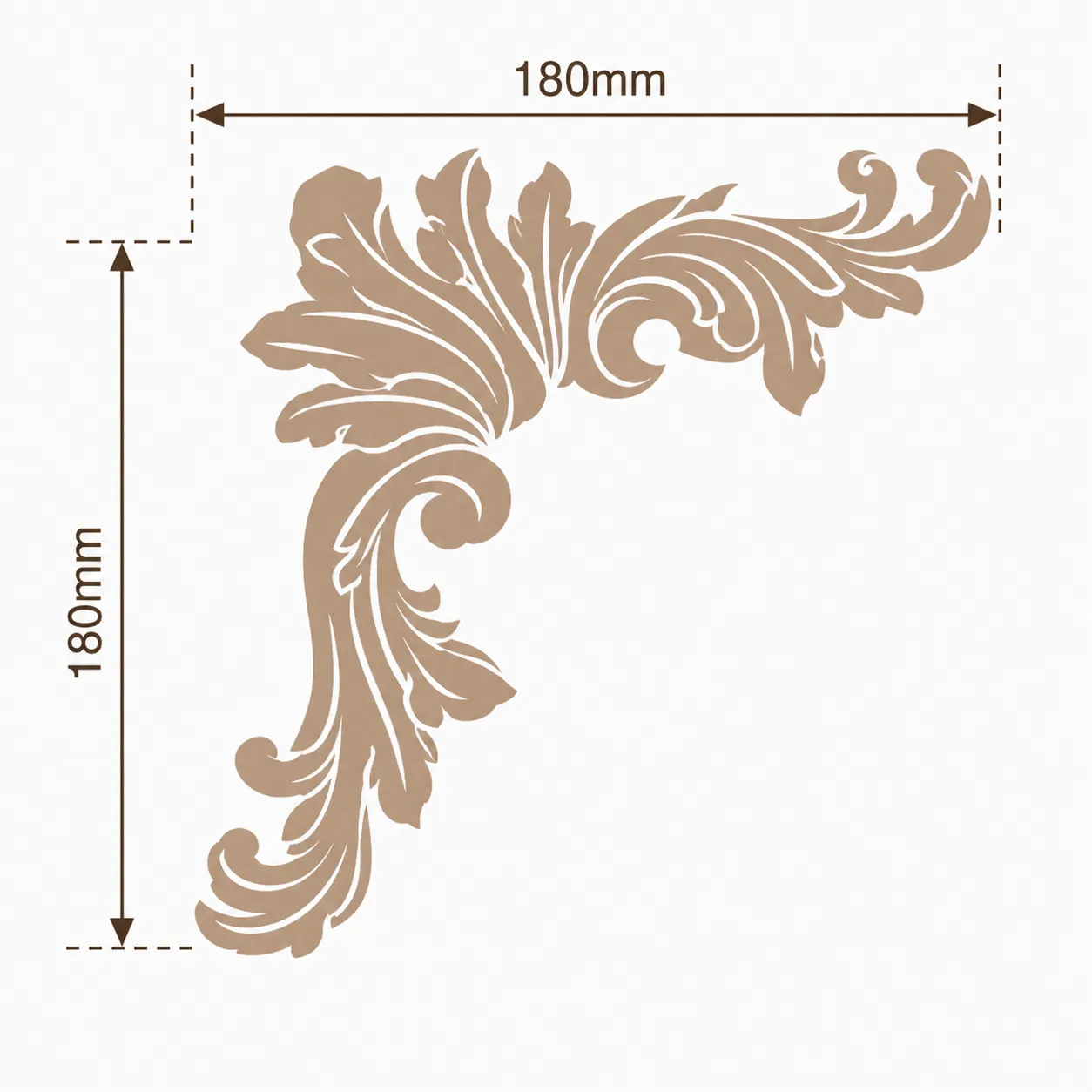 Format de Angle décoratif acanthe souple 180 x 180 mm – Coin d'encadrement mural