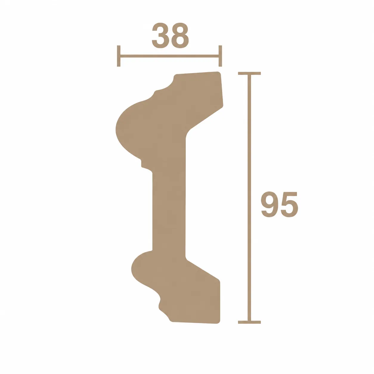 Format de Moulure murale galbée 38 x 95 mm – Cimaise décorative à large doucine