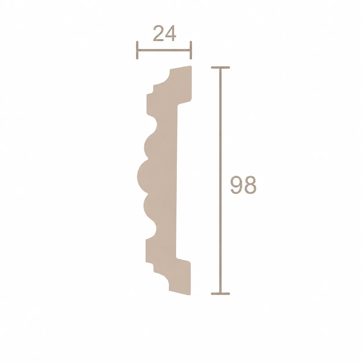 Format de Moulure murale cannelée 24 x 98 mm – Cimaise décorative à gorges multiples