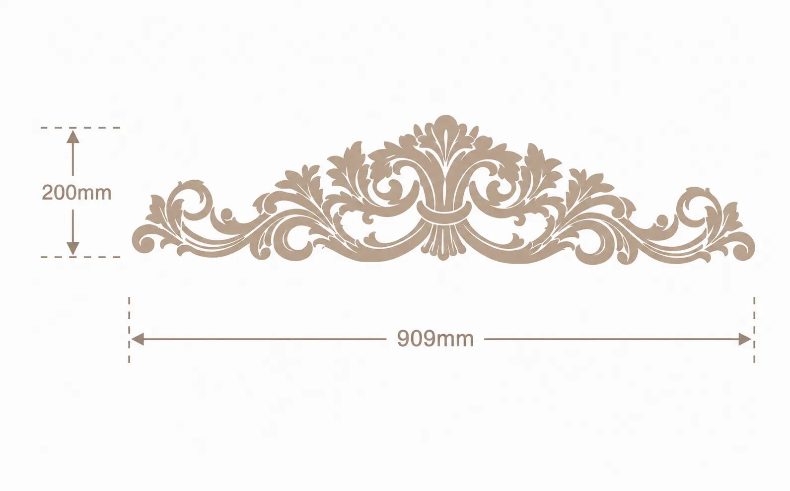 Format de Ornement mural fronton baroque 909 x 200 mm – Applique décorative à volutes et acanthes