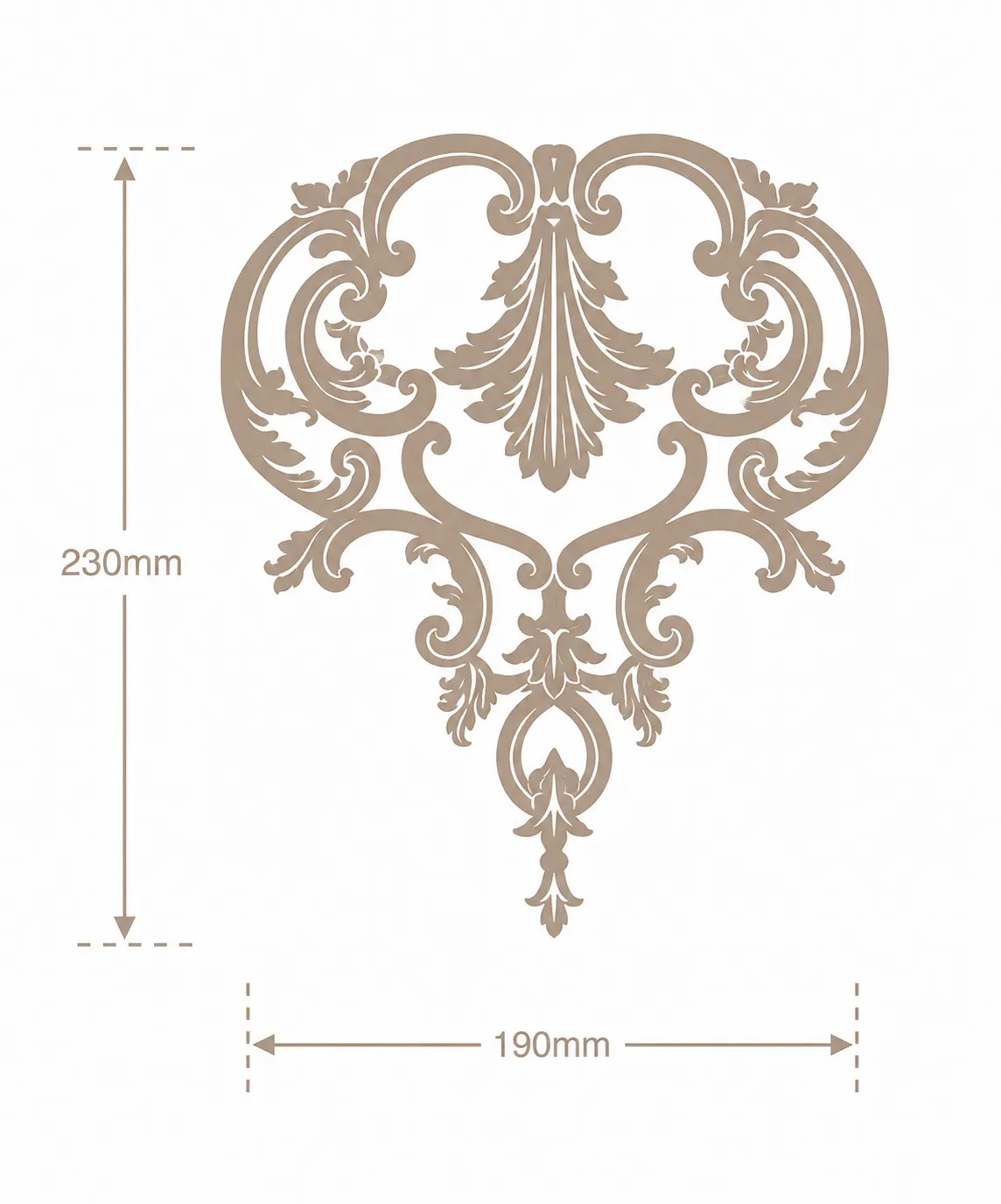 Format de Ornement mural cœur baroque 230 x 190 mm – Applique décorative à volutes et acanthes