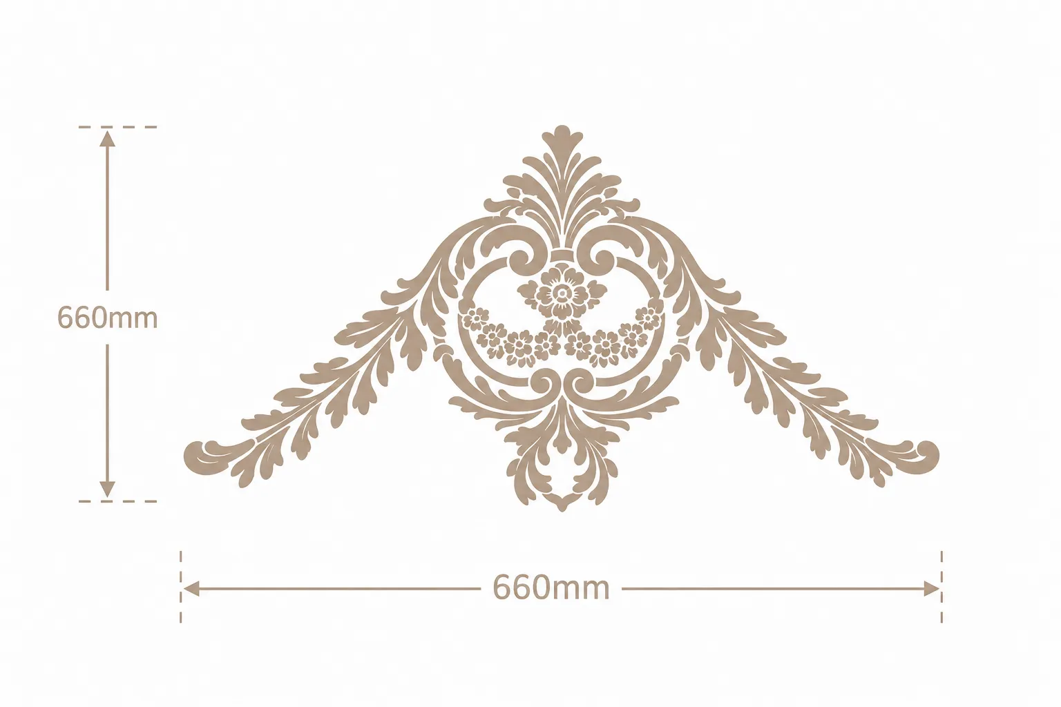 Format de Ornement mural couronne fleurie 660 x 660 mm – Applique décorative d'angle à acanthes