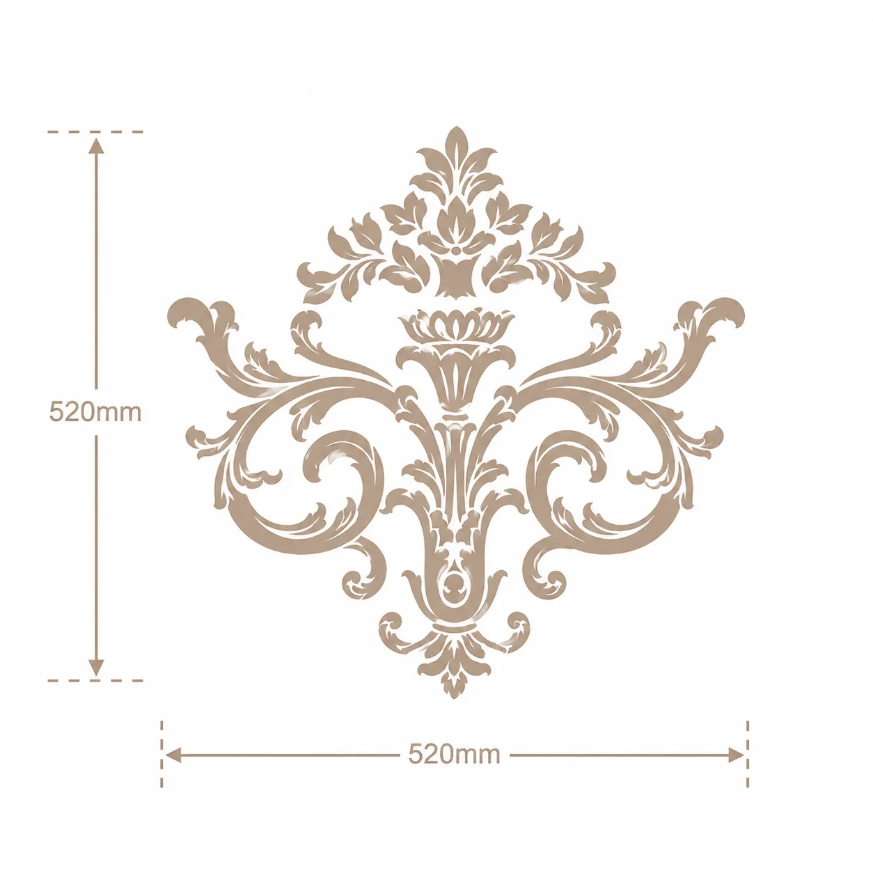 Format de Ornement mural corbeille fleurie 520 x 520 mm – Applique décorative à volutes d'acanthe