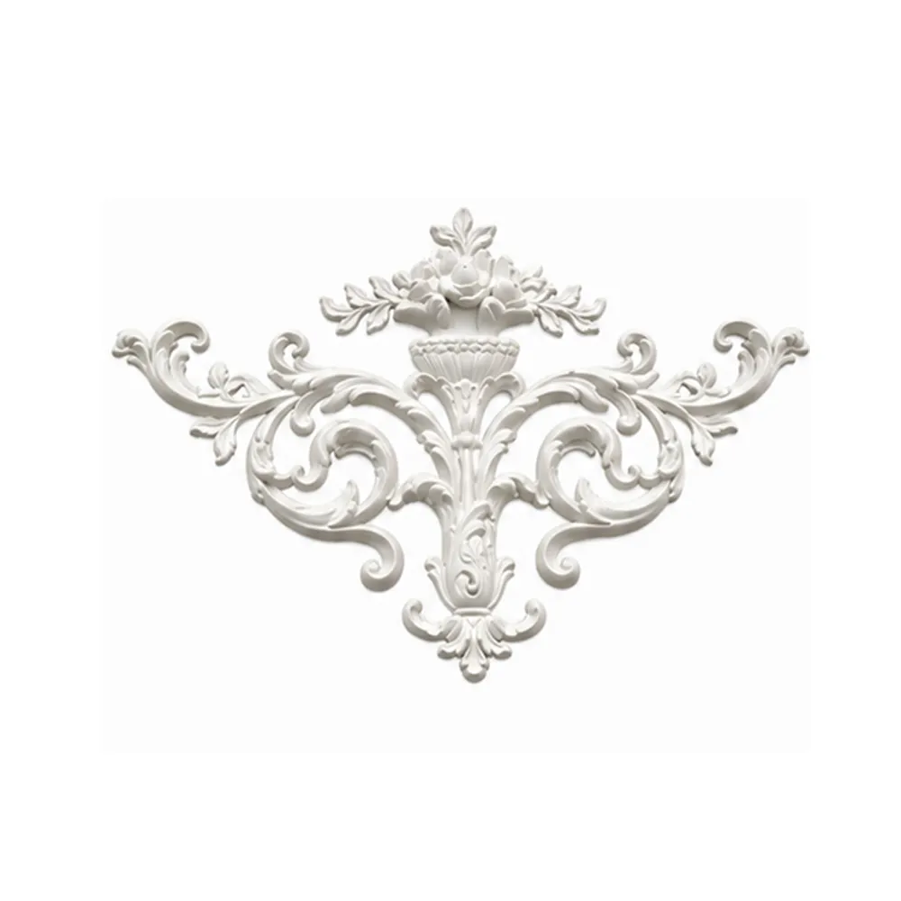 Ornement mural corbeille fleurie 338 x 338 mm – Applique décorative à volutes d'acanthe