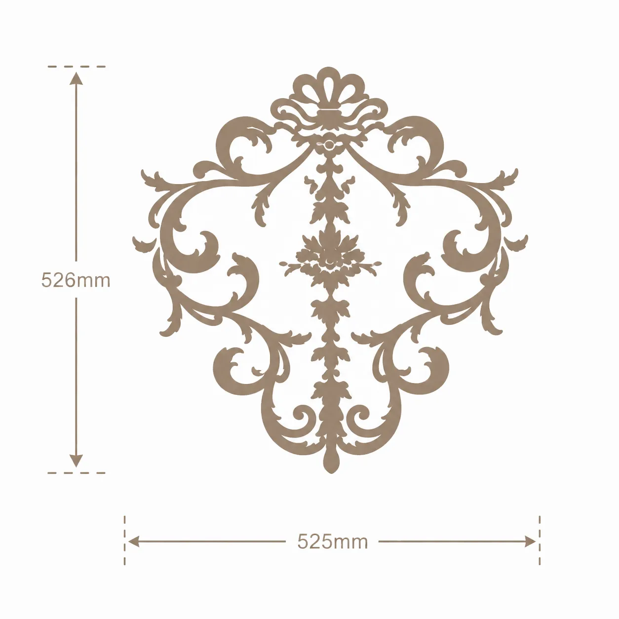 Format de Ornement mural blason baroque 525 x 526 mm – Applique décorative à couronne et volutes