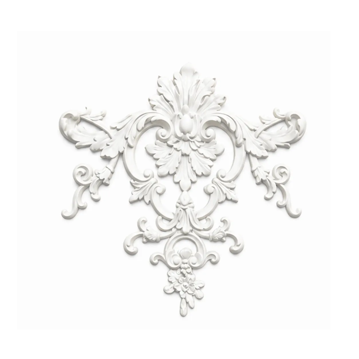 Ornement mural baroque 408 x 375 mm – Applique décorative à palmette et volutes