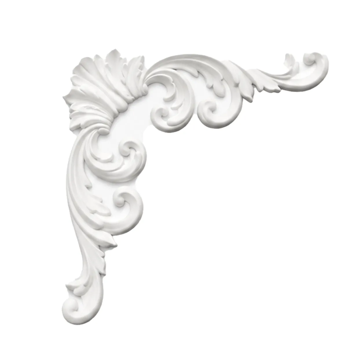 Ornement d'angle acanthe 340 x 340 mm – Applique décorative à volutes