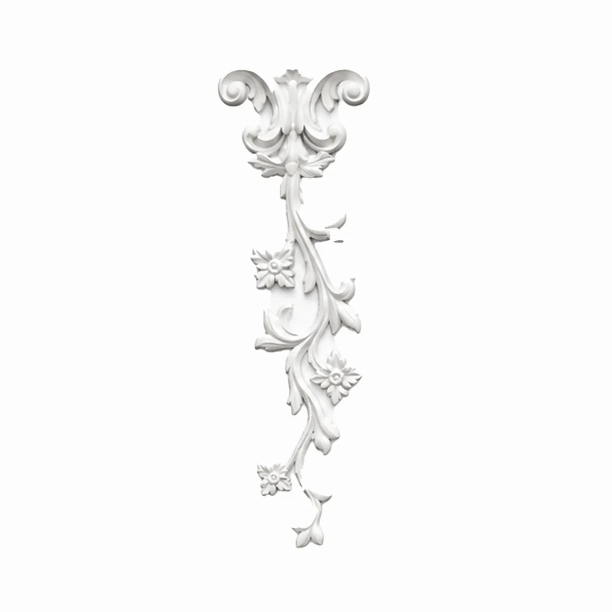 Ornement mural guirlande fleurie 95 x 320 mm – Applique décorative verticale à volutes