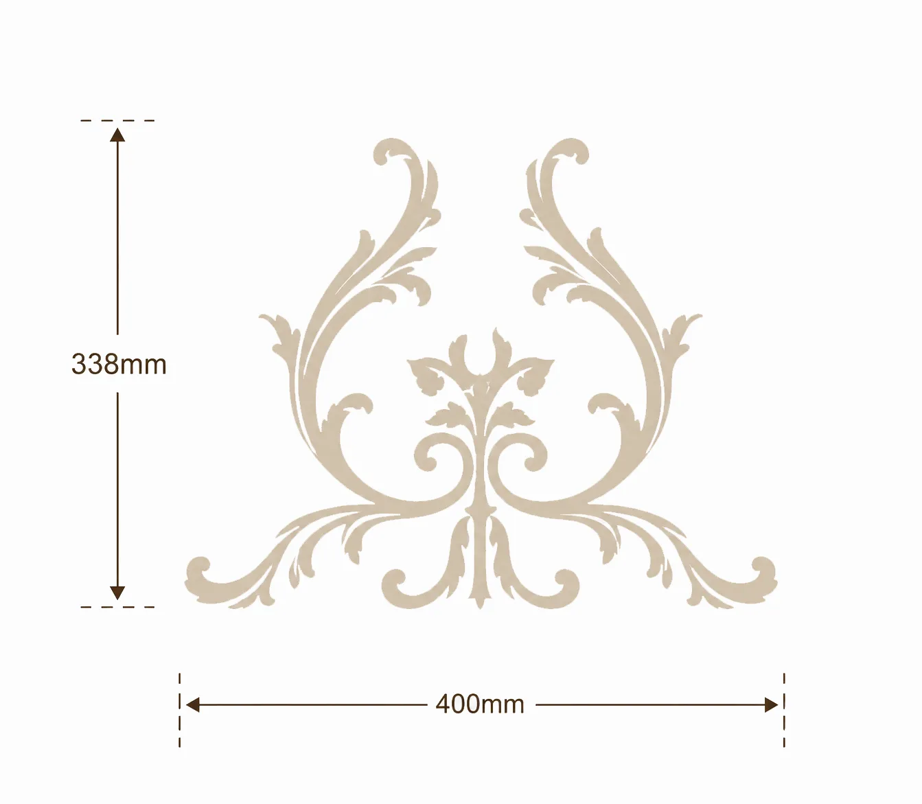 Format de Ornement mural palmette d'acanthe 400 x 338 mm – Applique décorative symétrique à volutes