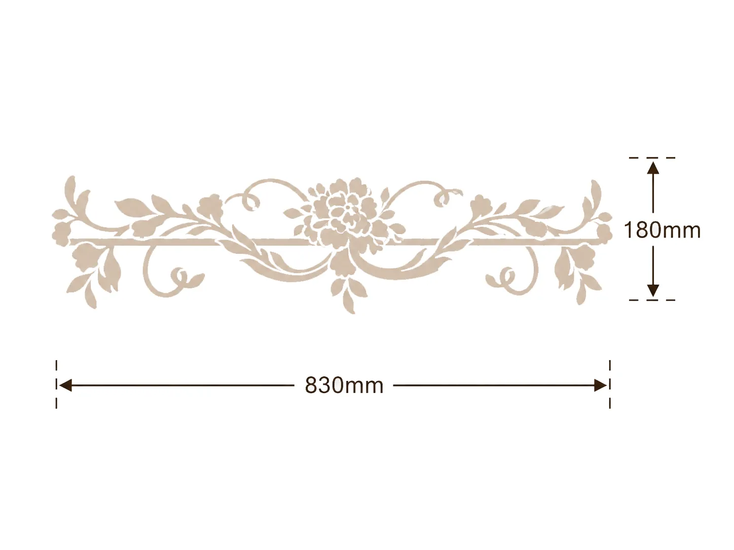 Format de Ornement mural guirlande fleurie 830 x 180 mm – Applique décorative de dessus de porte