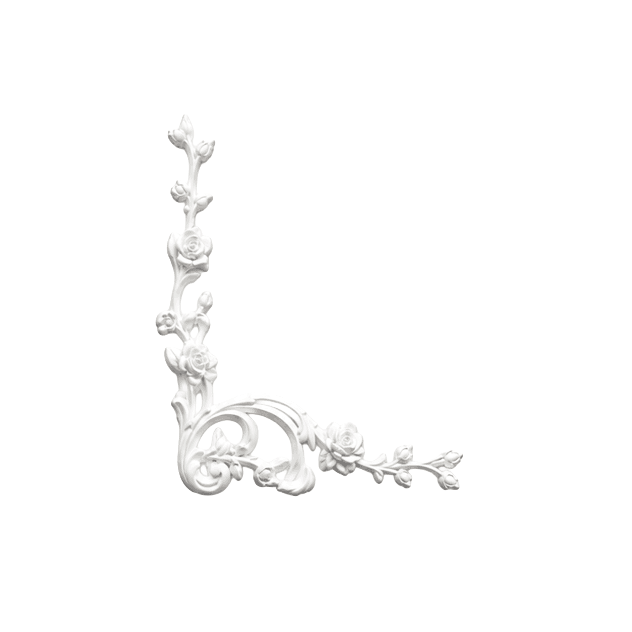 Ornement d'angle rose et acanthe 300 x 300 mm – Paire d'appliques décoratives gauche et droite